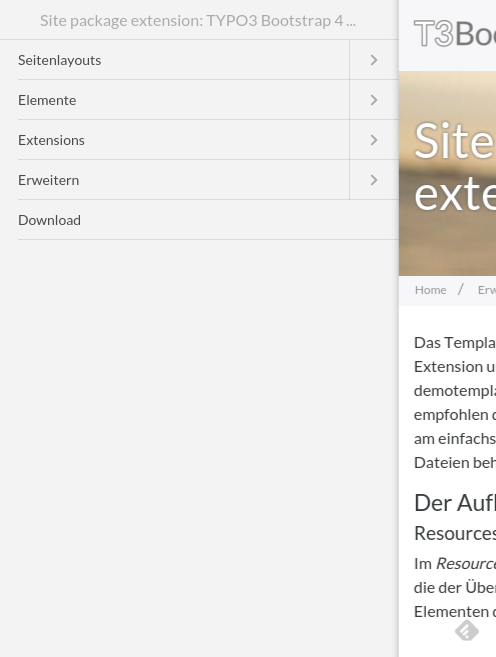 Ein Beispiel für das Sidebar-Menü.